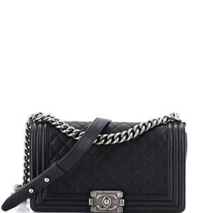 Chanel Boy Flap Bag Quilted Caviar Old #241414C49B